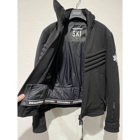 DSQUARED2 Mens Fitted Biker Style Ski Jacket Black Sz 50/L S71AN0204 S5331 - Picture 6 of 16